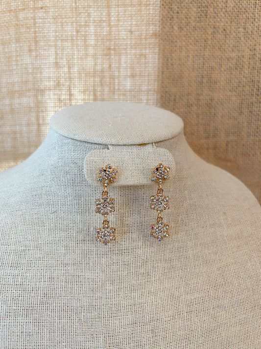Gold Dangle Snowflake Earrings