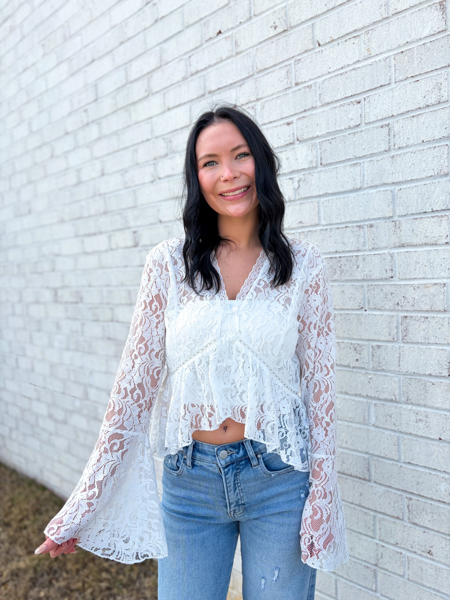 Lace Bell Sleeve Top
