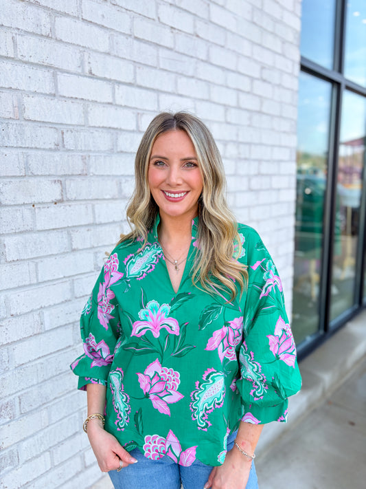 Floral V-Neck Blouse