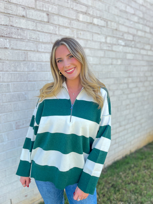 Striped Quarter-Zip Pullover