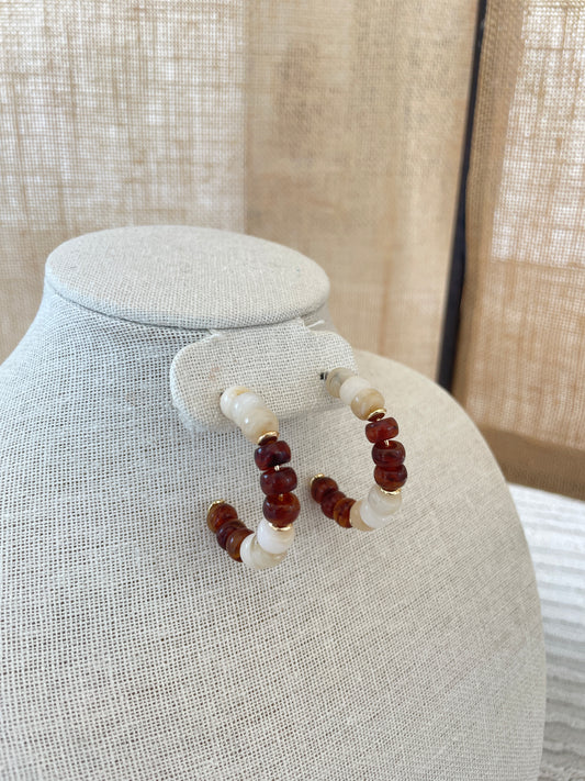 Multi Color Beaded Hoop Earrings