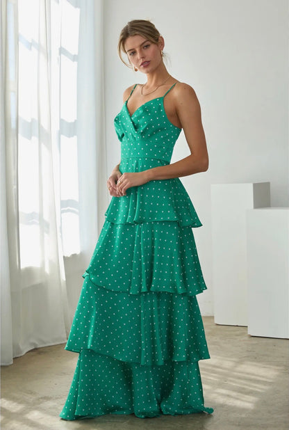 Polka Dot Tiered Maxi Dress