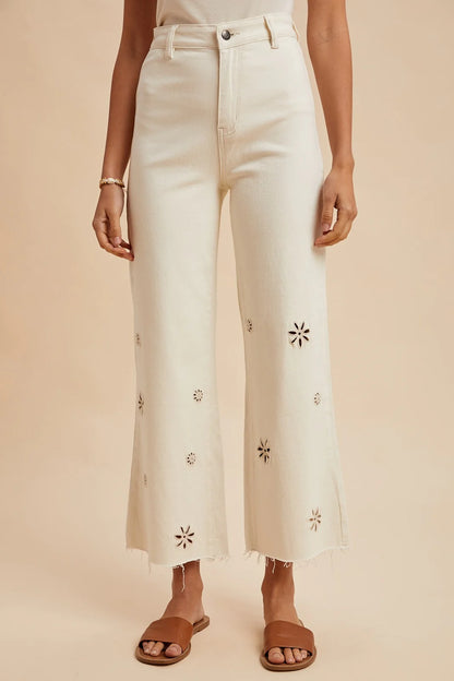 Eyelet Floral Jeans
