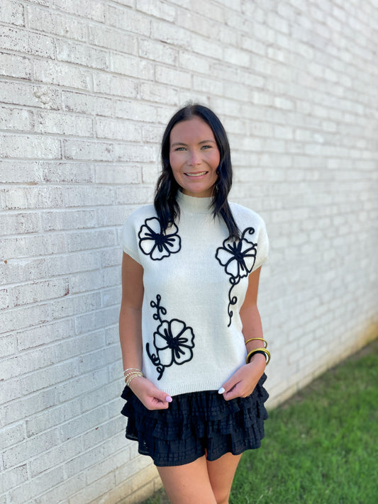 Mabel Flower Sweater Top