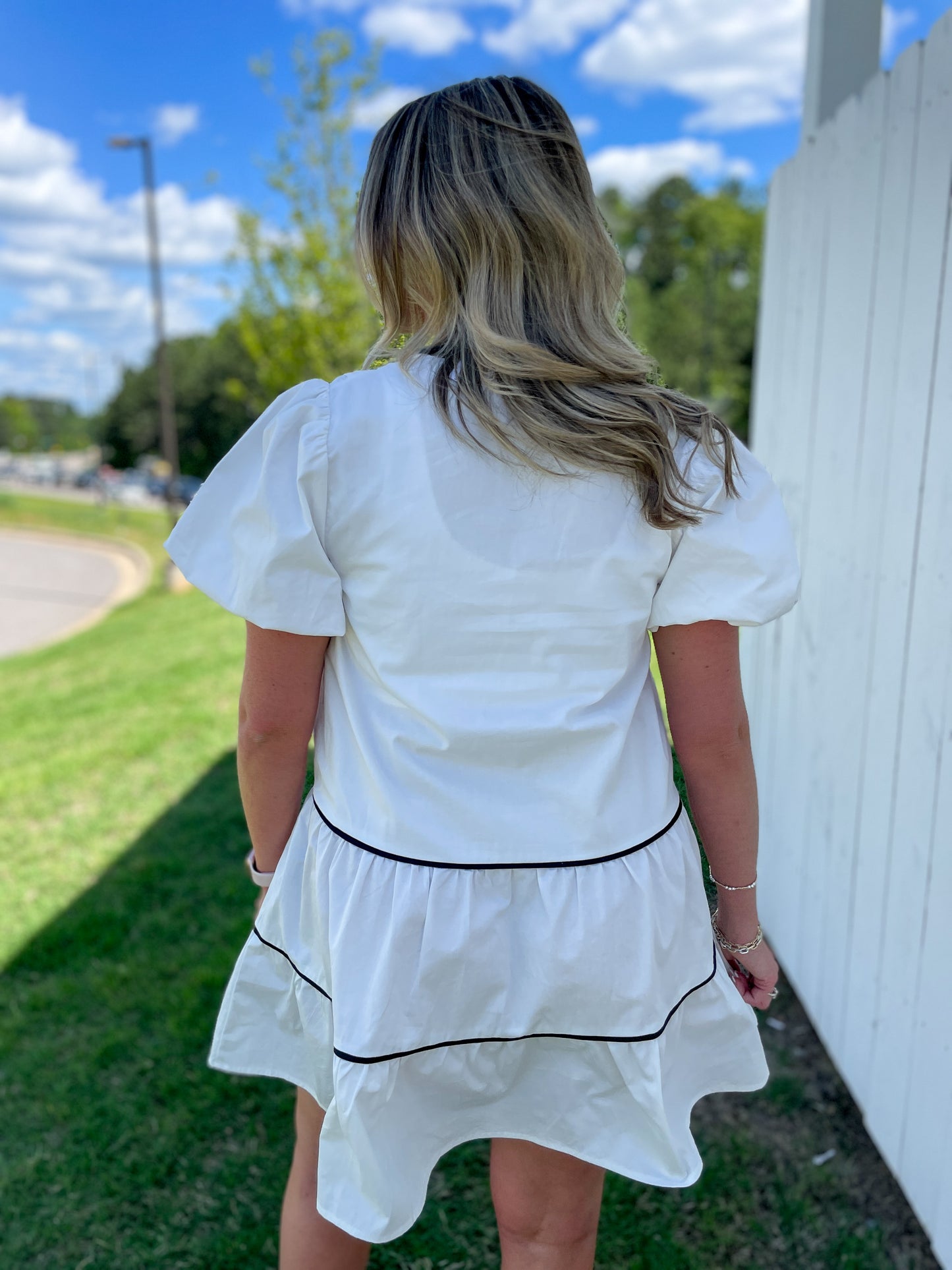 Blair Pleated Puff Sleeve Dress