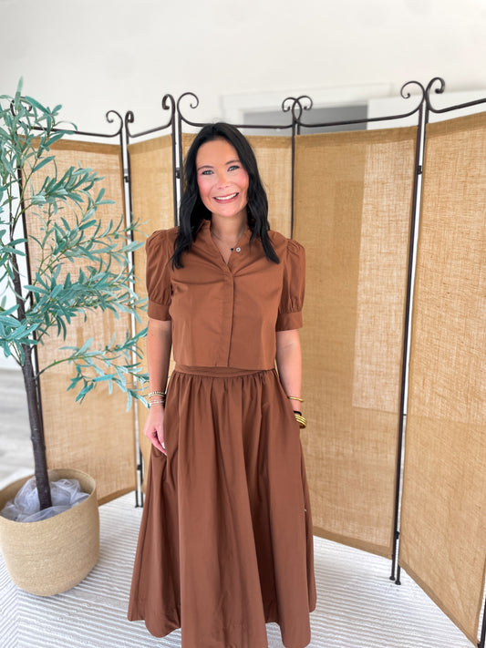 Lee Puff Sleeve Cropped Blouse