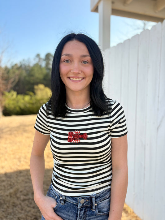 Striped Lobster Crop Top