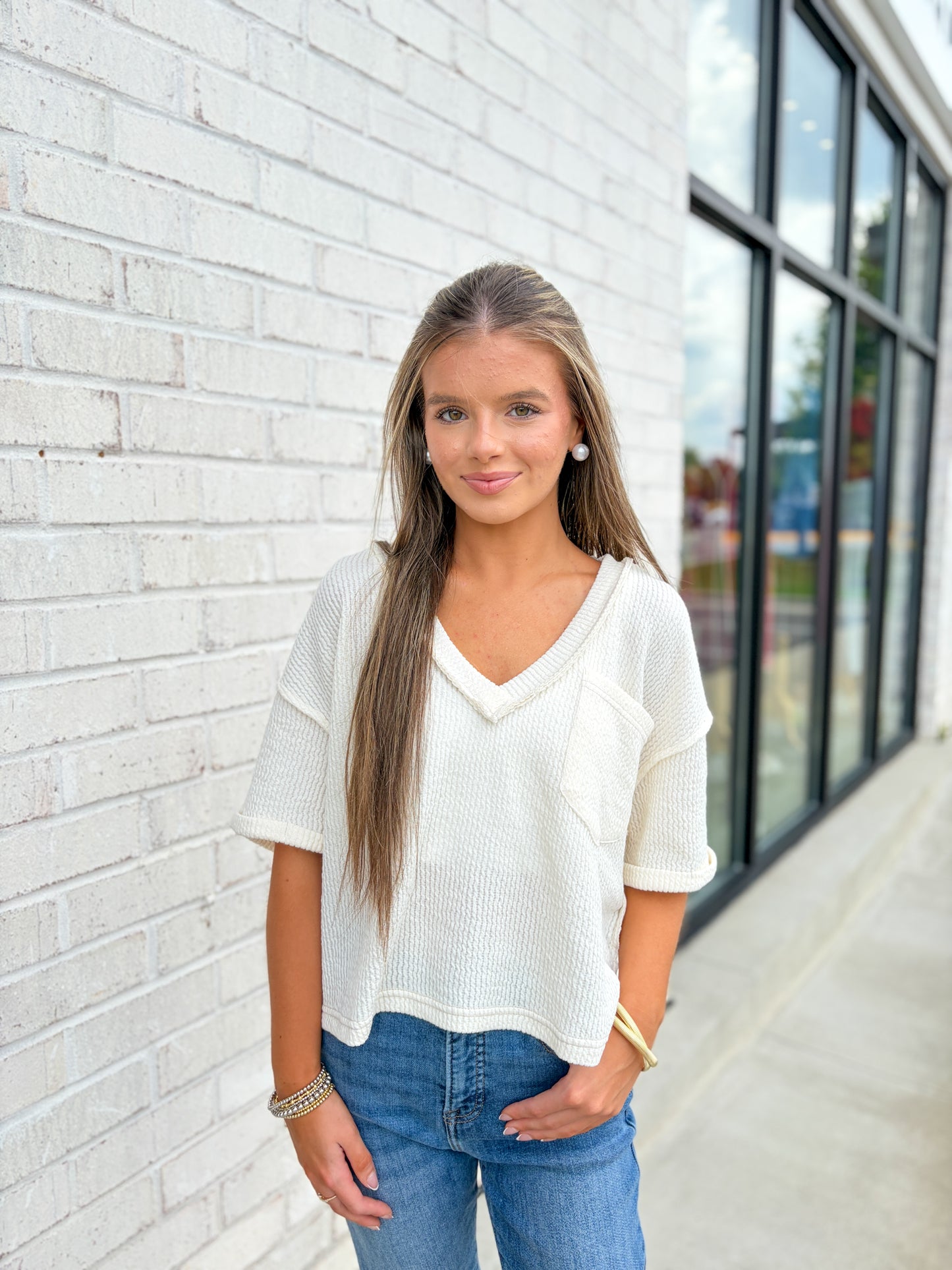 Ribbed V-Neck Crop Top