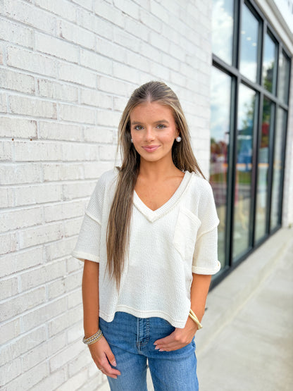 Ribbed V-Neck Crop Top