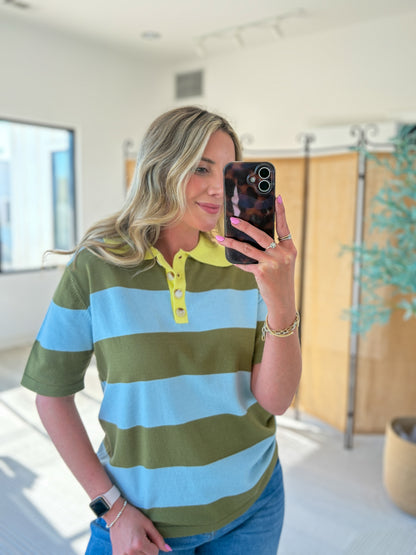 Collared Striped Top