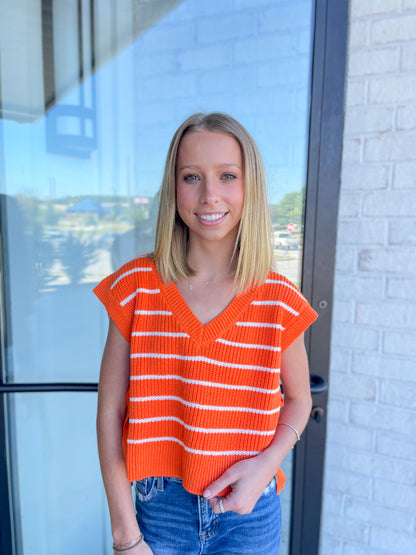 Striped Tie Knit Top