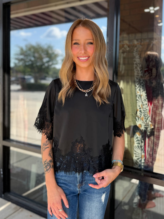 Satin Lace Detailed Top