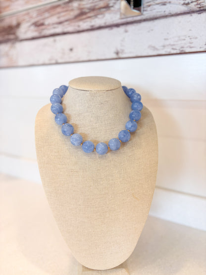 Large Beaded Necklace - Blue
