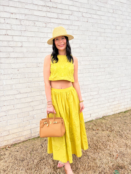 Embroidered Midi Skirt Set