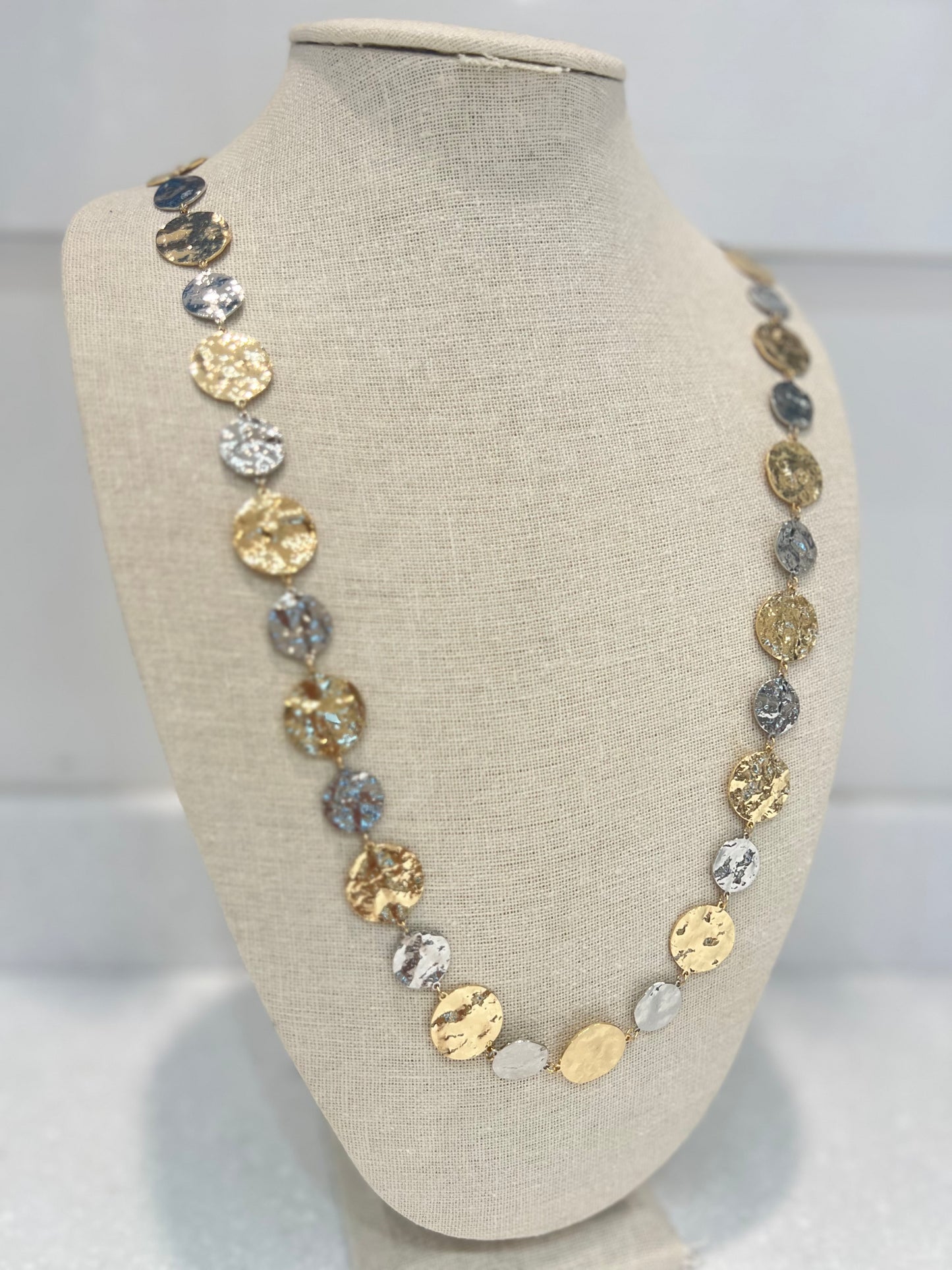 Two Toned Long Circle Necklace