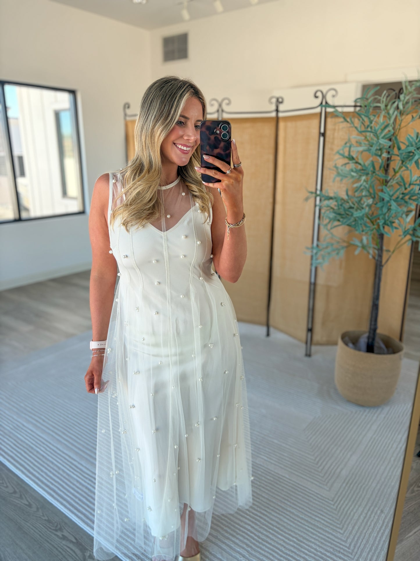 Pearl Tooled Midi Dress