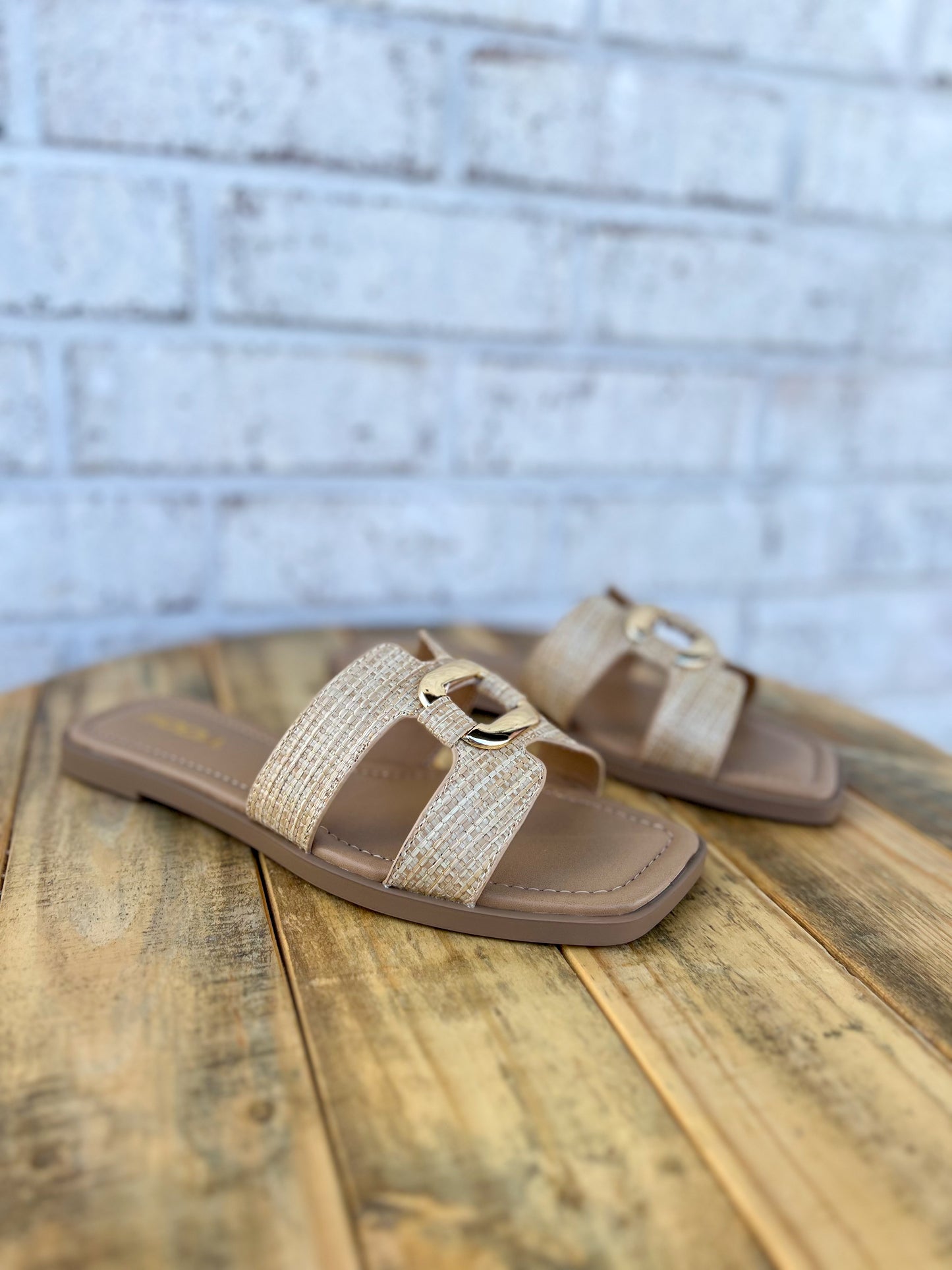 Feng Rattan Buckle Sandal