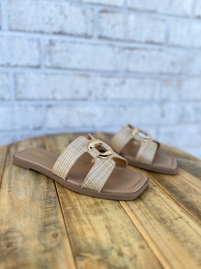 Feng Rattan Buckle Sandal