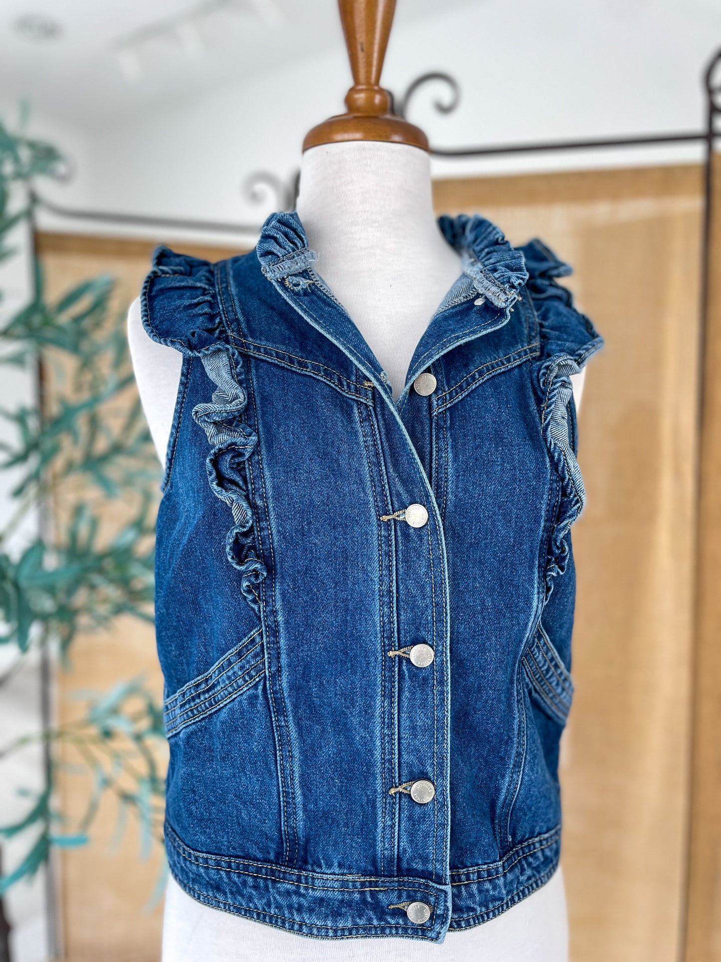 Heather Ruffle Jean Vest