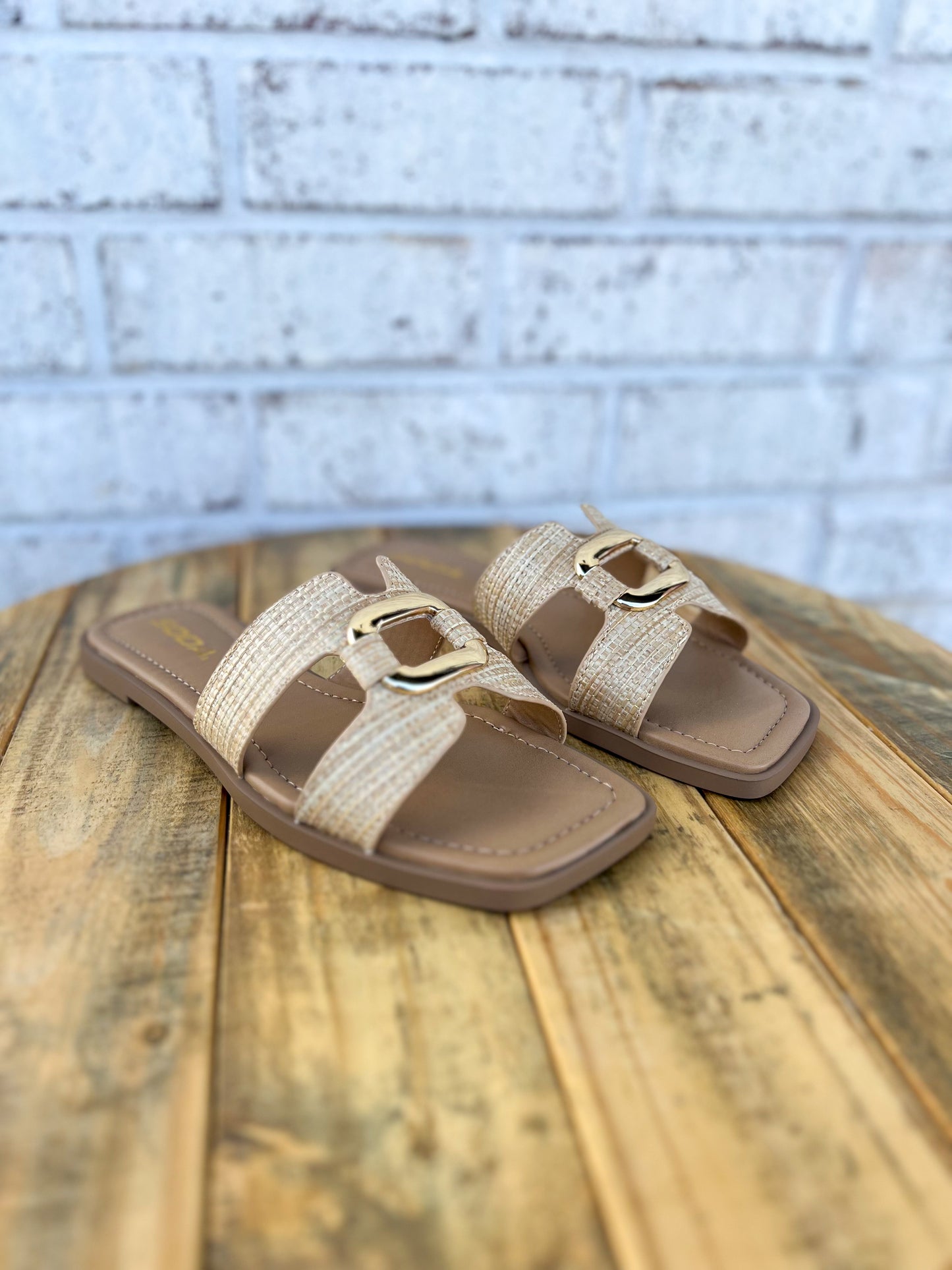 Feng Rattan Buckle Sandal