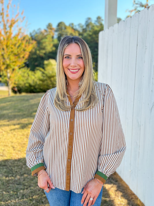 Striped Button Up Top