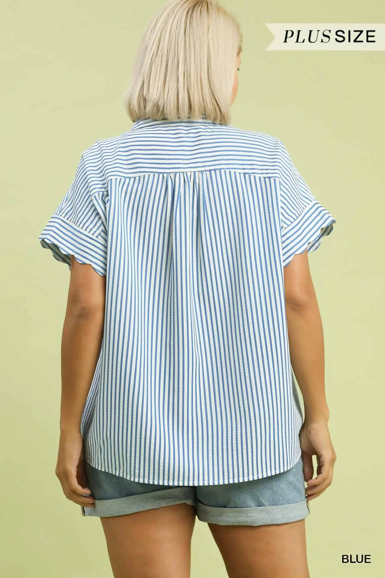Striped Button Up Top - PLUS