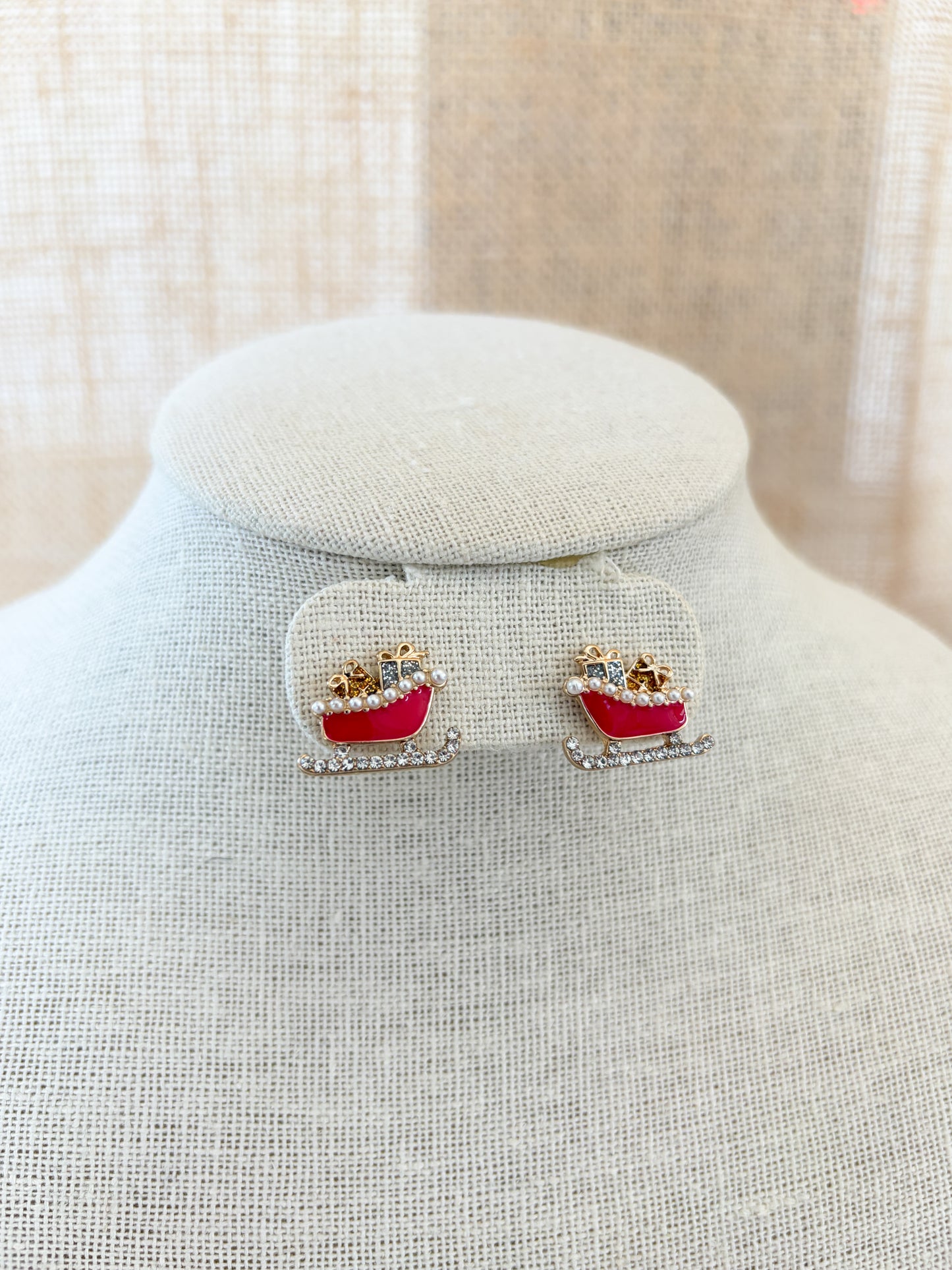 Santas Sleigh Stud Earrings