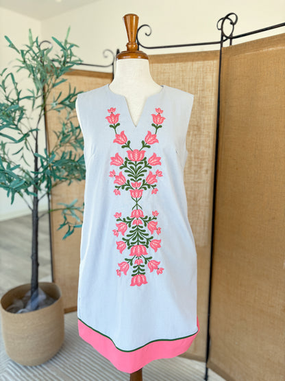 Violet Embroidered Shift Dress