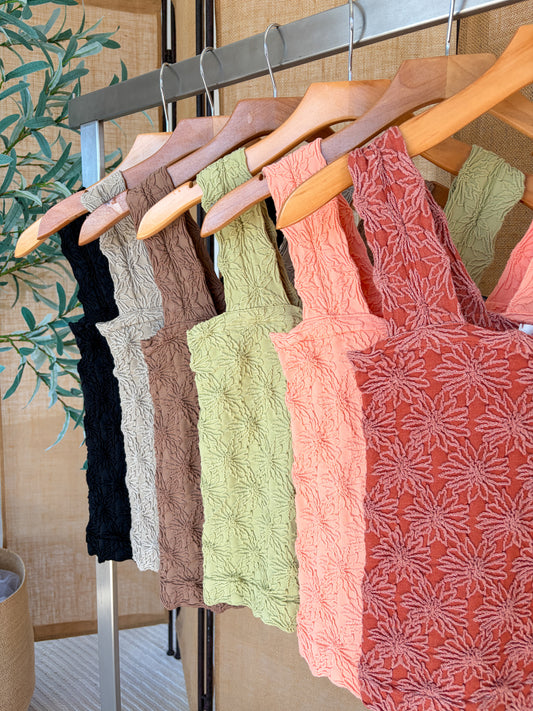 Floral Textured Fitted Top