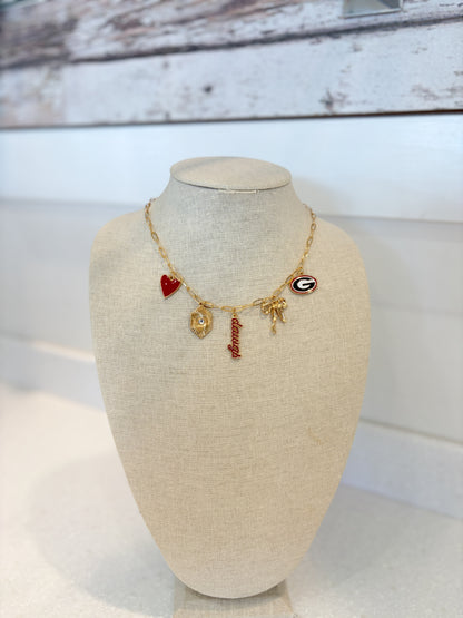 Georgia Bulldogs Charm Necklace