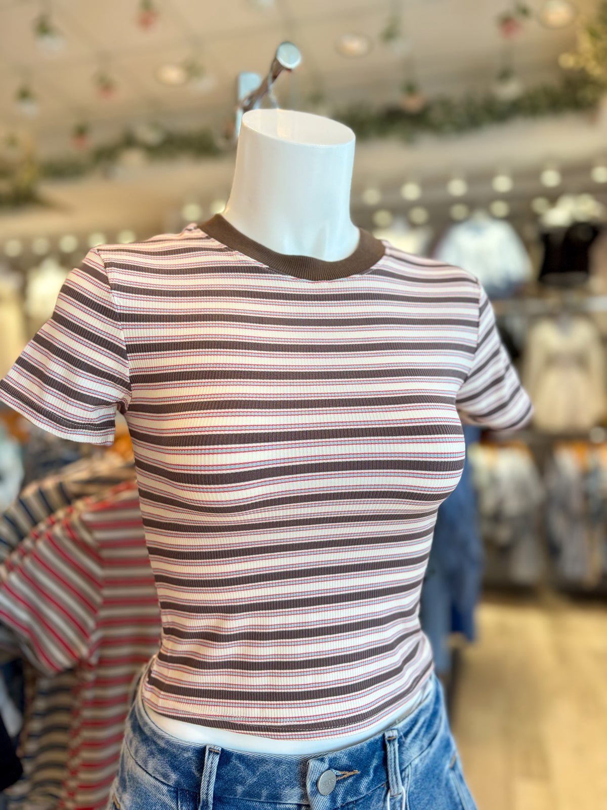 Striped Fitted Crop Top