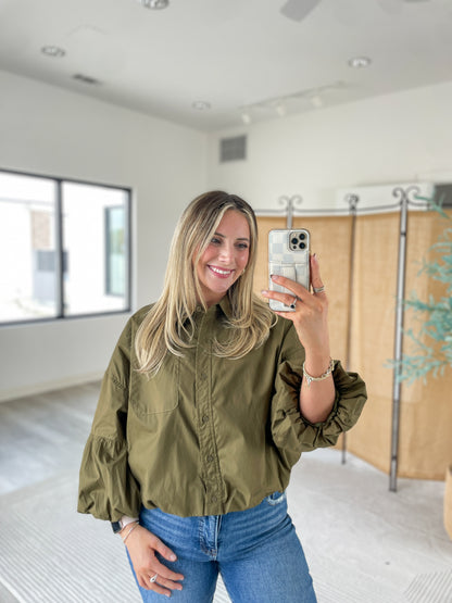 Porter Cropped Button Up Top