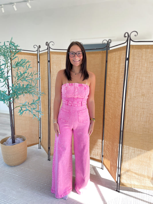 Charlene Strapless Denim Jumpsuit