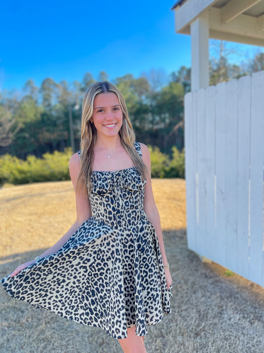 Rianna Corset Leopard Dress