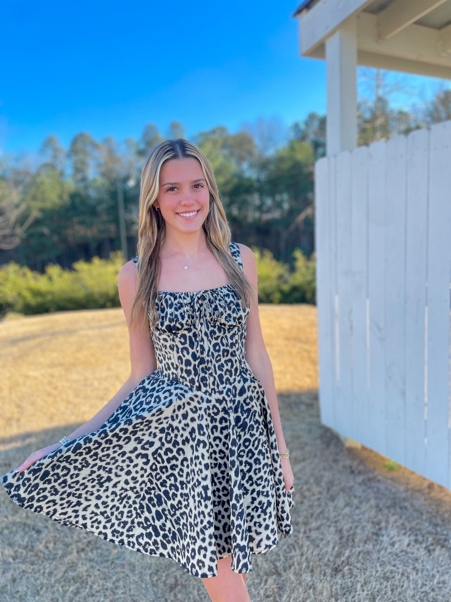 Rianna Corset Leopard Dress