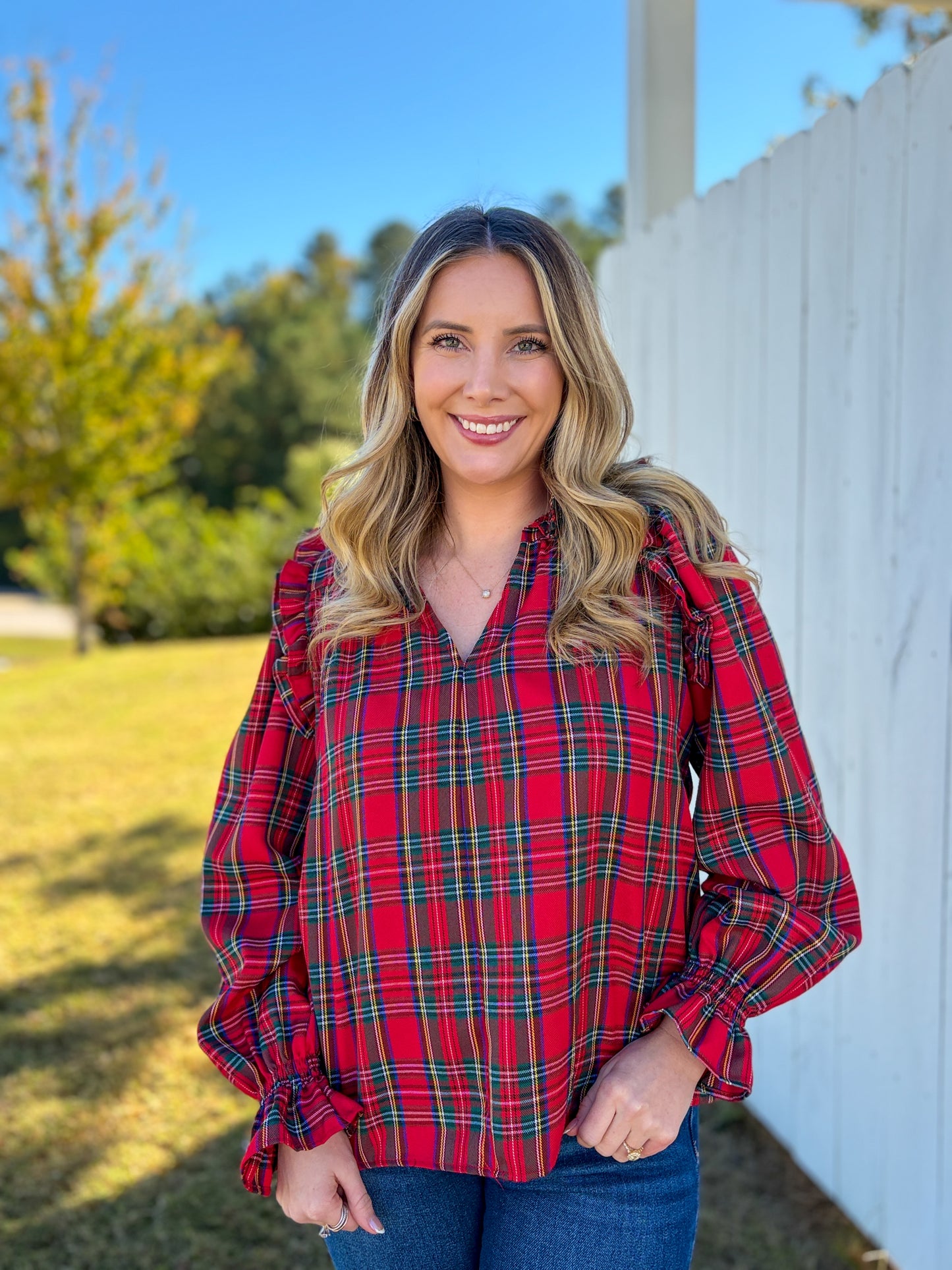Watson Plaid Ruffle Top