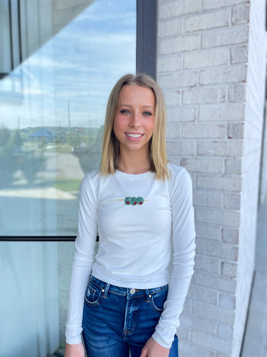 Olive Beaded Top