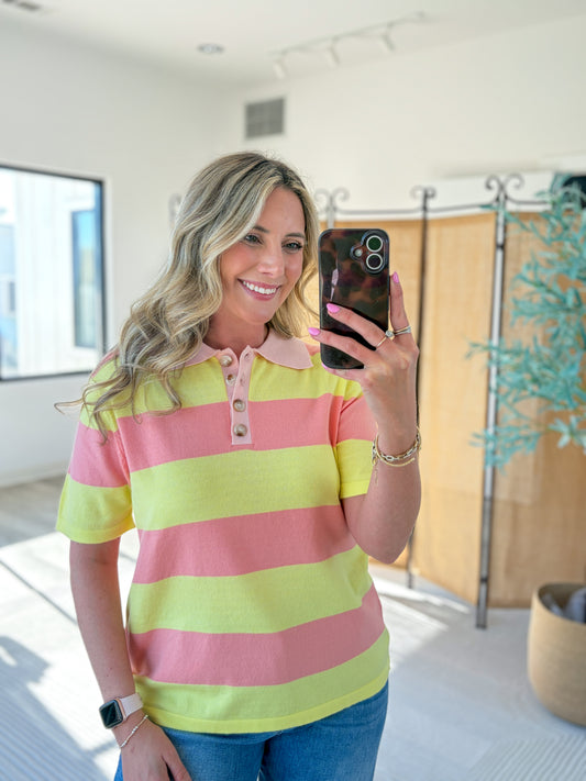 Collared Striped Top
