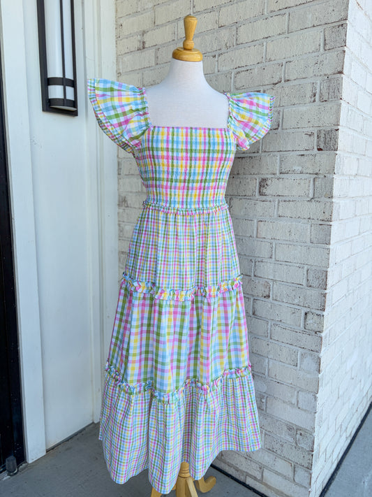 Colorful Plaid Midi Dress