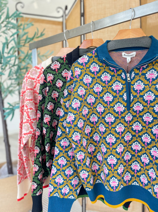Quarter-Zip Printed Pull Over