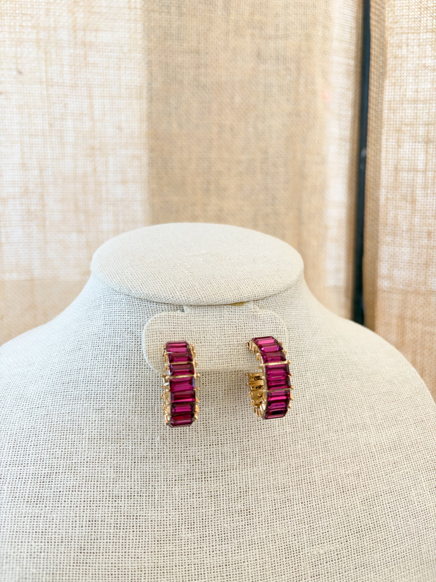 Purple Hoop Gemstone Earrings