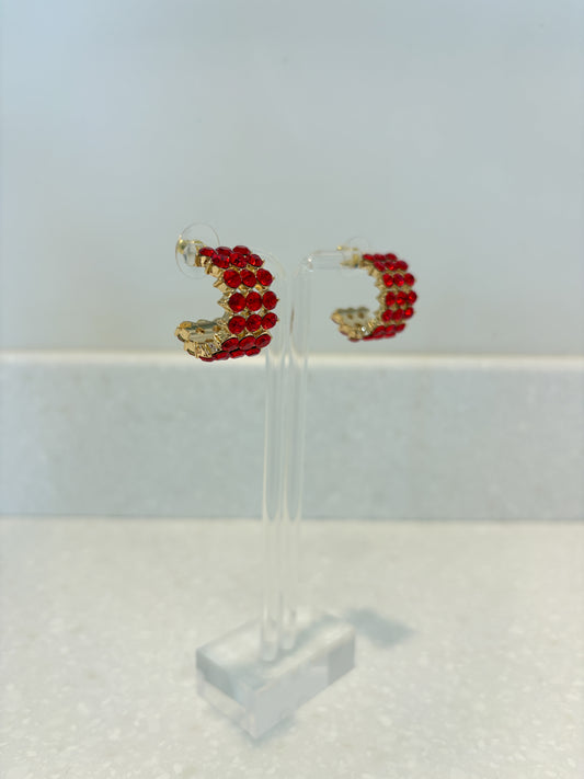 Red Gemstone Hoop Earrings