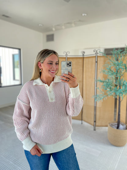 Striped Button Up Sweater