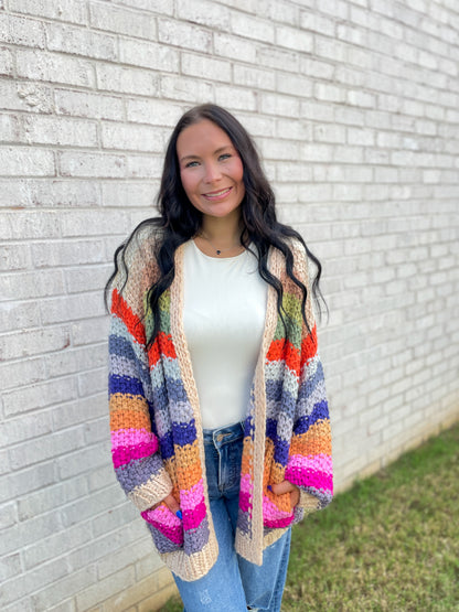 Chucky Knit Colorful Cardigan