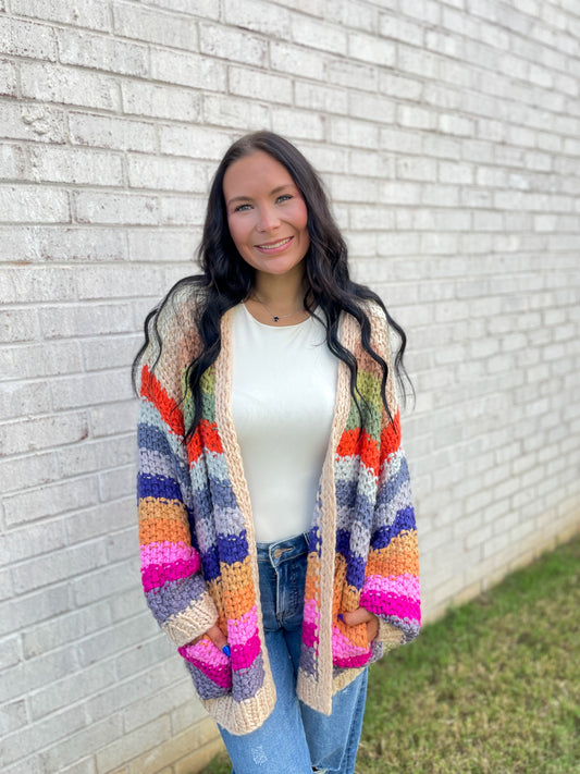Chucky Knit Colorful Cardigan