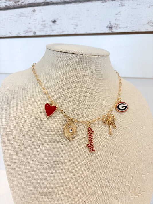 Georgia Bulldogs Charm Necklace