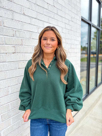 Kara V-Neck Button Up Sweatshirt