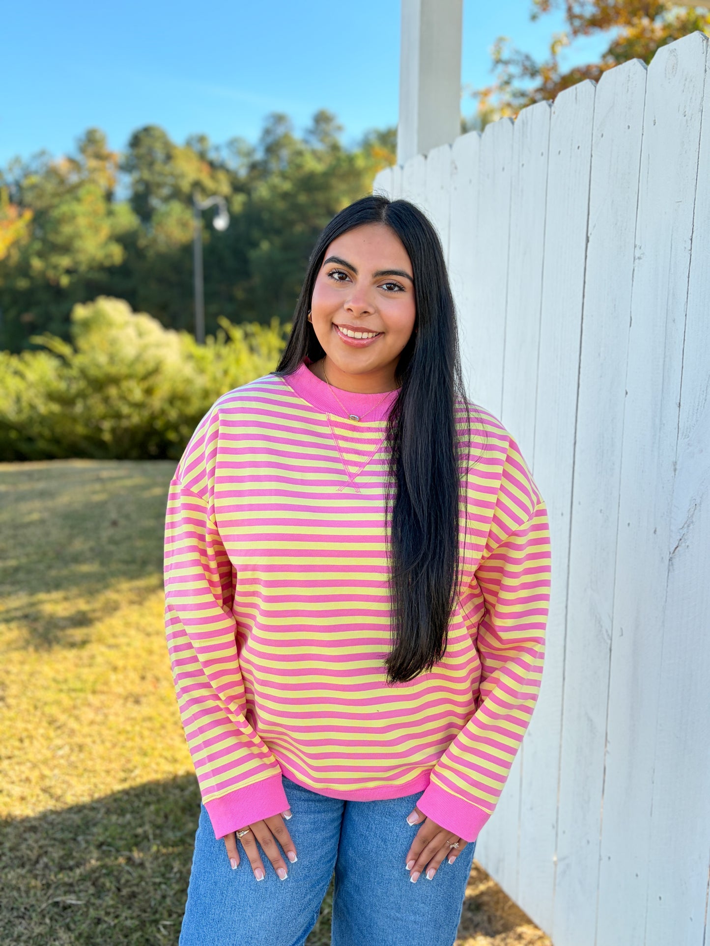 Mock Neck Striped Top