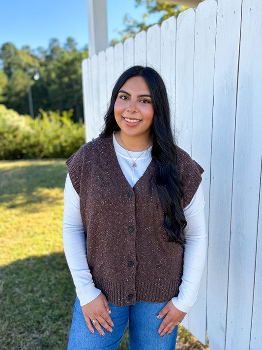 Speckled Sleeveless Cardigan