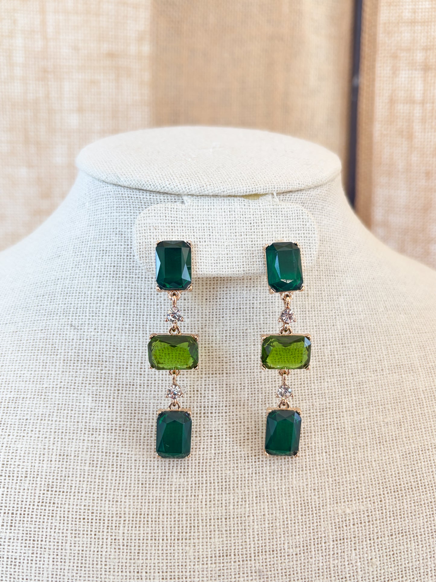 Gemstone Tiered Dangle Earrings
